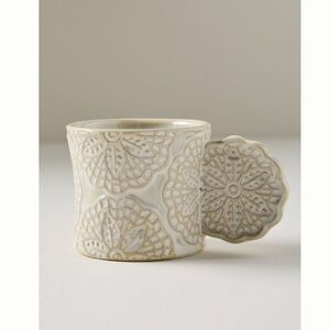 Set of (2) Espresso Cups Anthropologie Stoneware Pizzelle Cups NEW